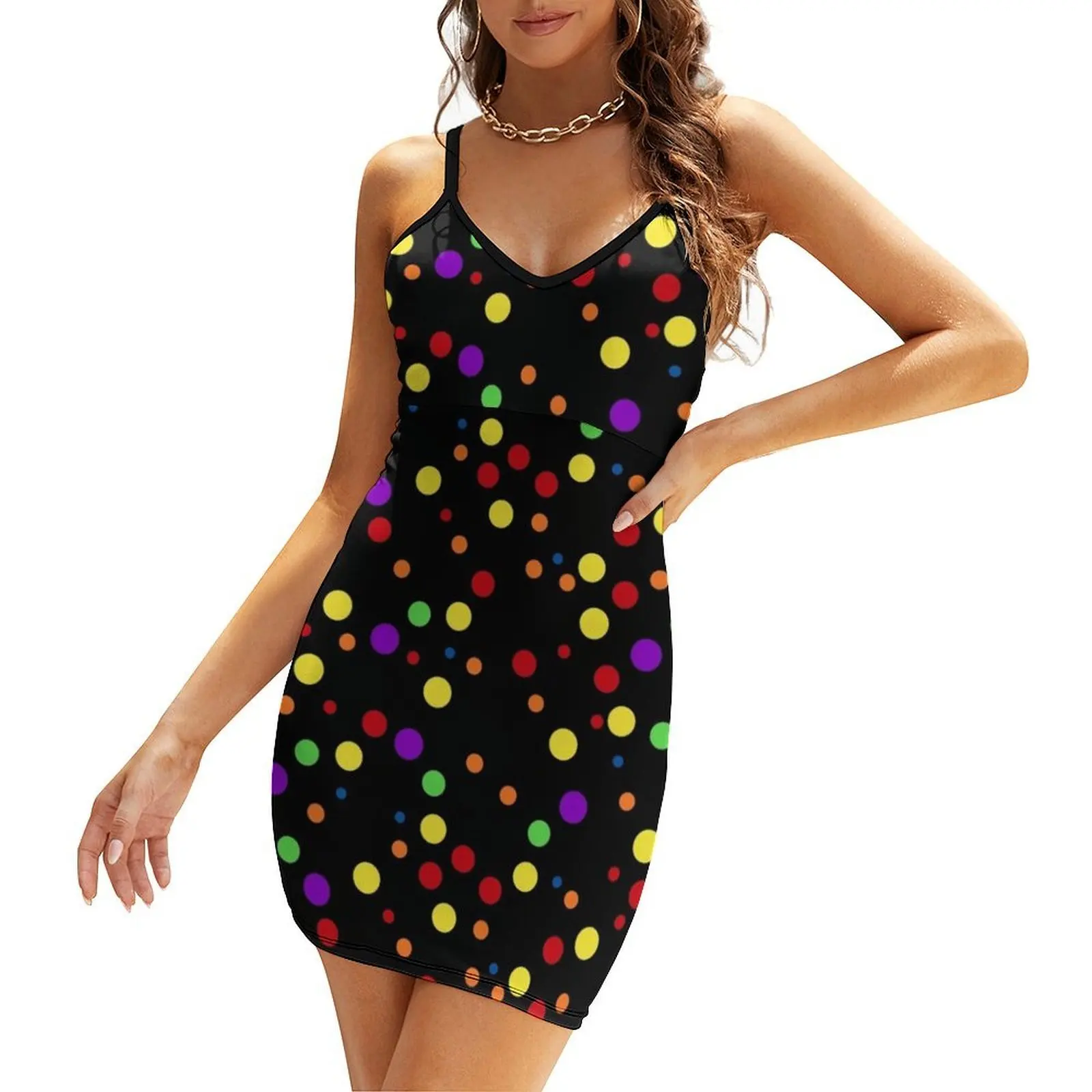

Multi Color Polka Dots Sling Dress dress women elegant luxury dresses summer dress for women elegant guest wedding