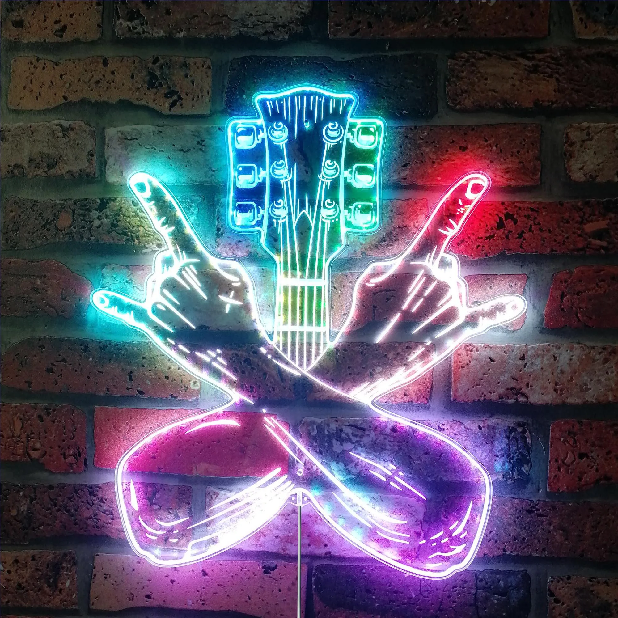 Guitar Rock n Roll Hand Rock Pop Glam Led Neon Sign st06-fnd-i0025-c