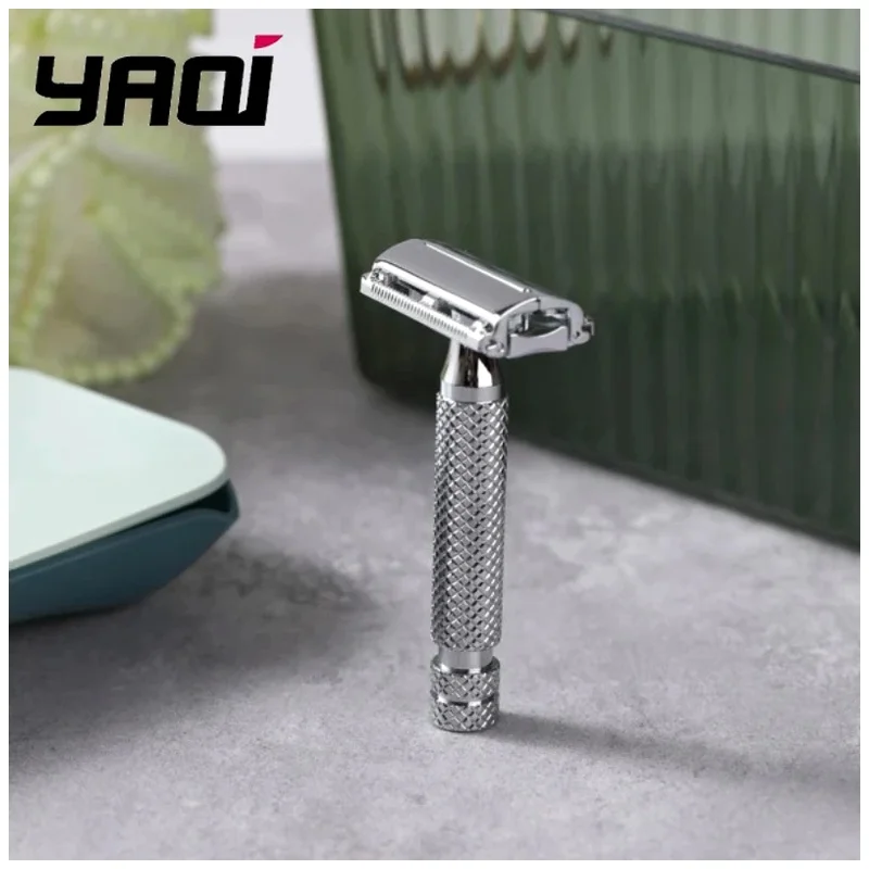 Yaqi Safety Razor Monarch Chrome Color Men's Shaving Razor Zinc Alloy Material Multi-Functional with Anti-Slip Handle 2026