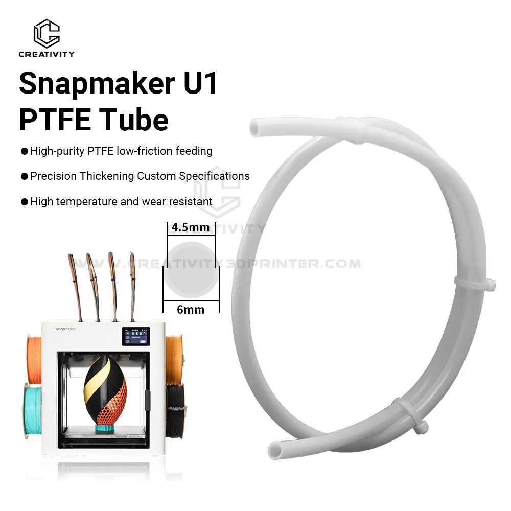 PTFE Tube for Snapmaker U1 Filament Tube Heat Resistant Extruder Tube Length 650mm 4.5mm ID 6mm OD for Snapmaker U1 3D Printer
