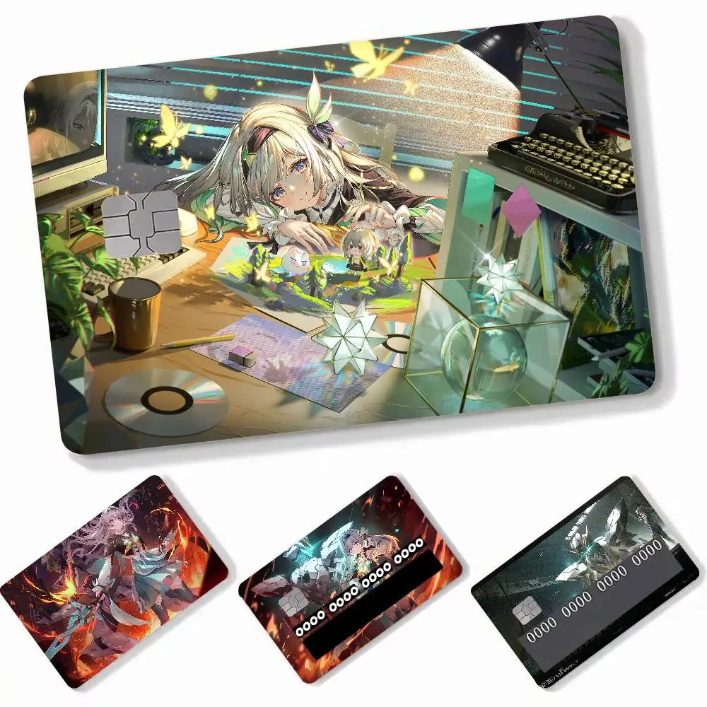 Kawaii FireFly Honkai Star Rail Card Stickers Luxury Credit Card Stickers 4PCS Debit Front Decoration Bank Bus Pass Card Stcker