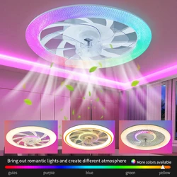 LED Ceiling Fan Light RGB Remote Control Infinite Dimming Ceiling Fan Light 110V-220V Living Room Party Room Romantic Atmosphere