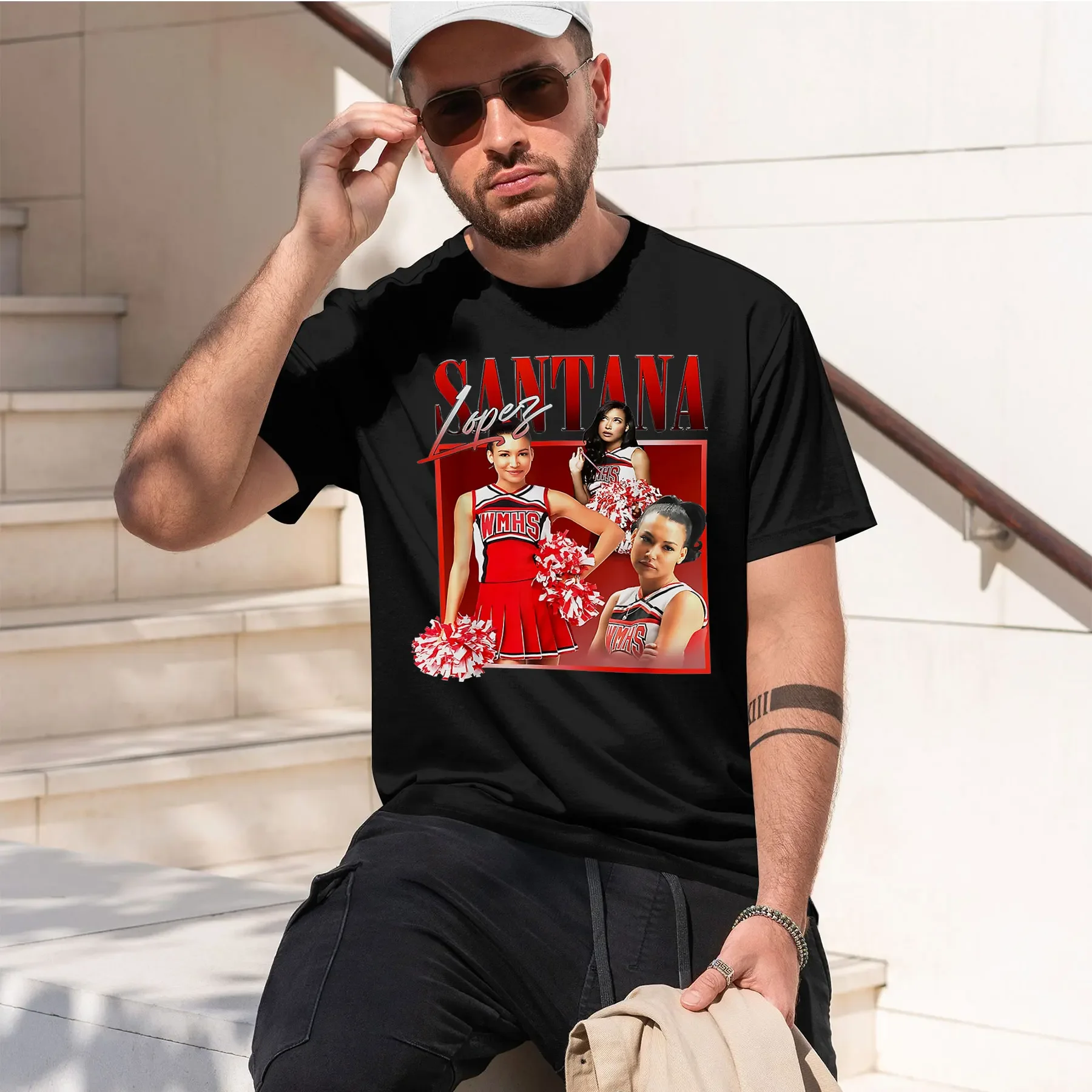 Santana Lopez  2026 new fashion heavyweight hot selling retro printed pattern fun round neck T-shirt for daily comfort