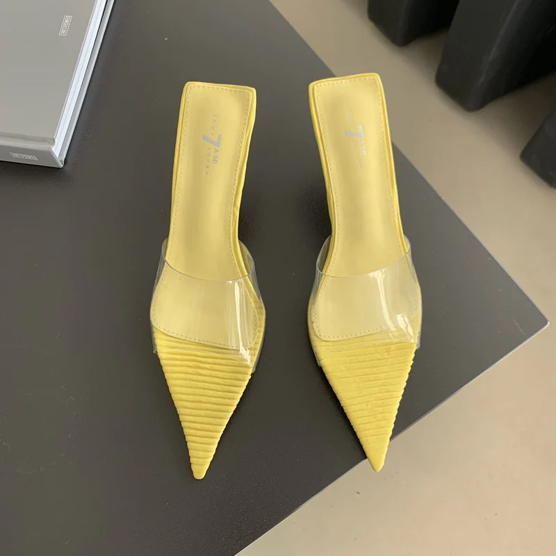 

Сандалии Женские однотонные на тонком каблуке, дизайнерские туфли с острым носком, Роскошные туфли на высоком тонком каблуке, черные розовые белые фиолетовые желтые, лето