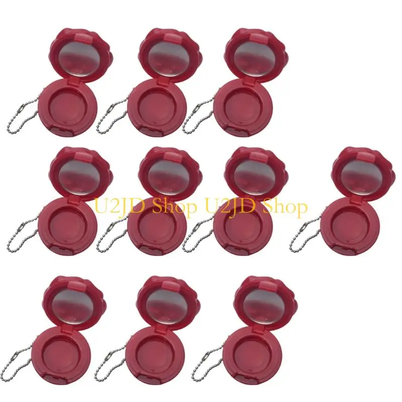 U2JD 10 -stcs Rose Design Mirror Lipstick Holder Compacte reisgrootte Cosmetische opslagcase voor lipgloss valentijnen aanwezig