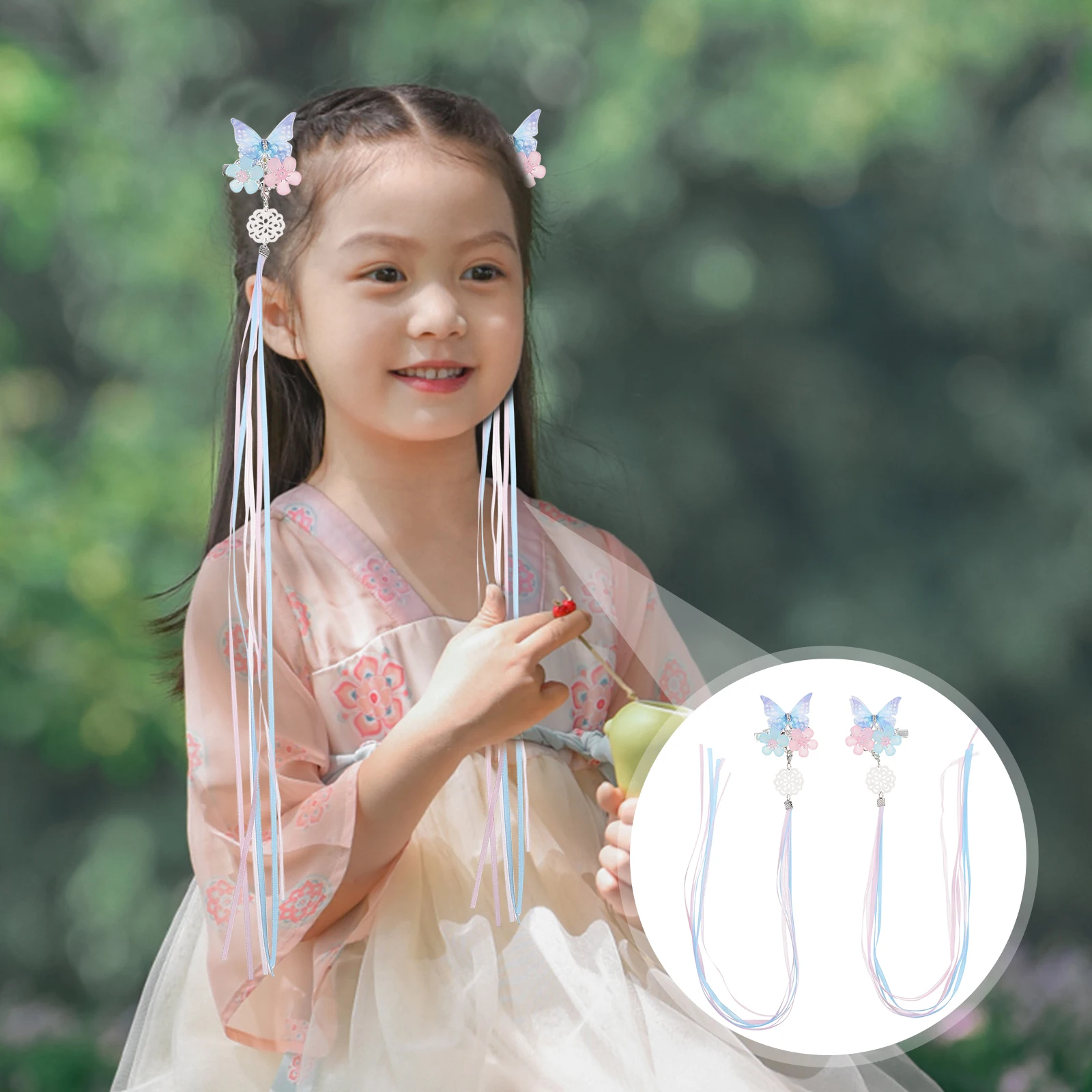

Butterfly Hair Clips Metal Acrylic Children Hair Accessories Retro Hairstyle Hanfu Headwear Kid Gifts Prom Party Hairpins