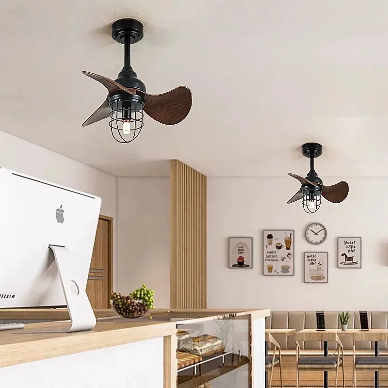 22 Inch 3-leaf American Retro Ceiling Fan Light, Remote Control, Bedroom, Hallway, Balcony, Dining Room Interior Decoration