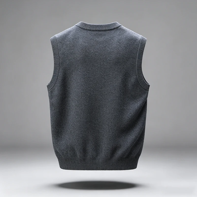 Herren V-Ausschnitt Strickweste, einfarbig, ärmellos, Pullover, schmal geschnitten, weich, warm, Strickweste, Basic, lässig, für den Alltag, Herren-Sweaterweste – Detail 8