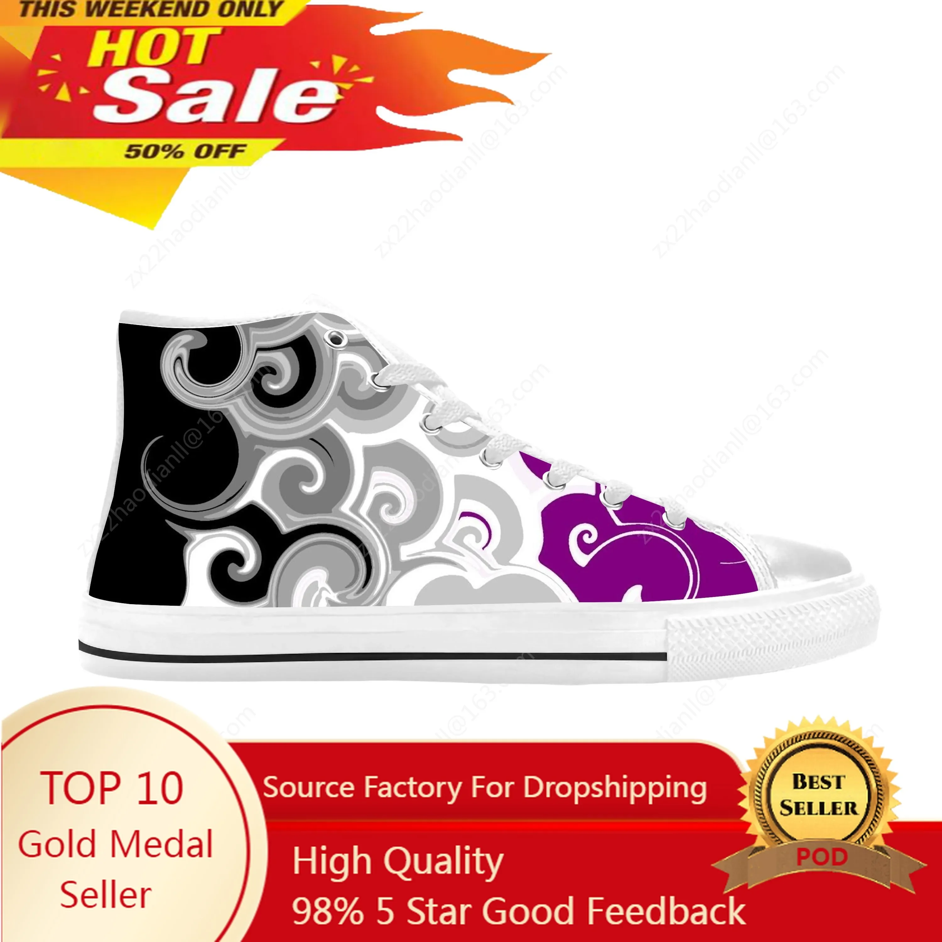 

Asexual Pride Ace Flag Asexuality Aromantic Funny Casual Cloth Shoes High Top Comfortable Breathable 3D Print Men Women Sneakers