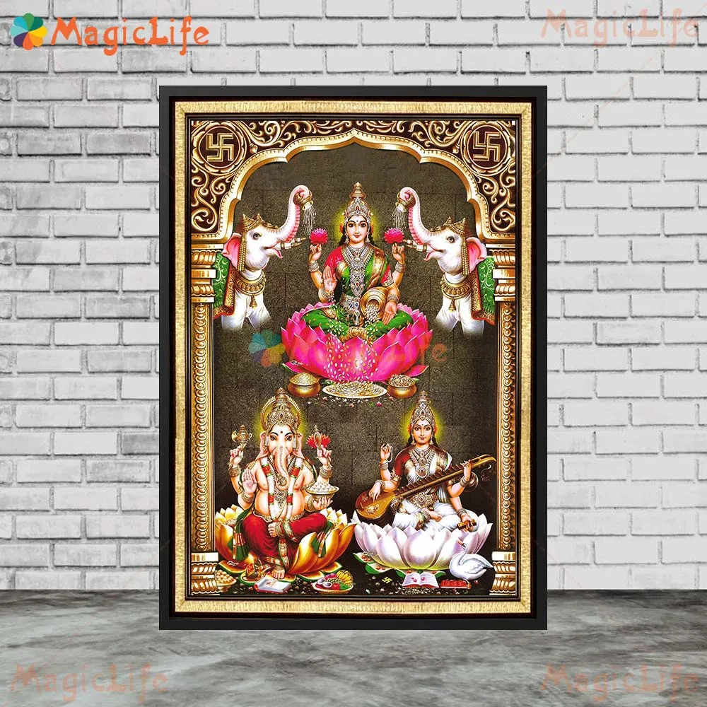 Hindu God Religious Kamakshi Lakshmi Parvati Goddess Wall Pictures For Church Room Poster Wall Art Canvas Painting Unframed