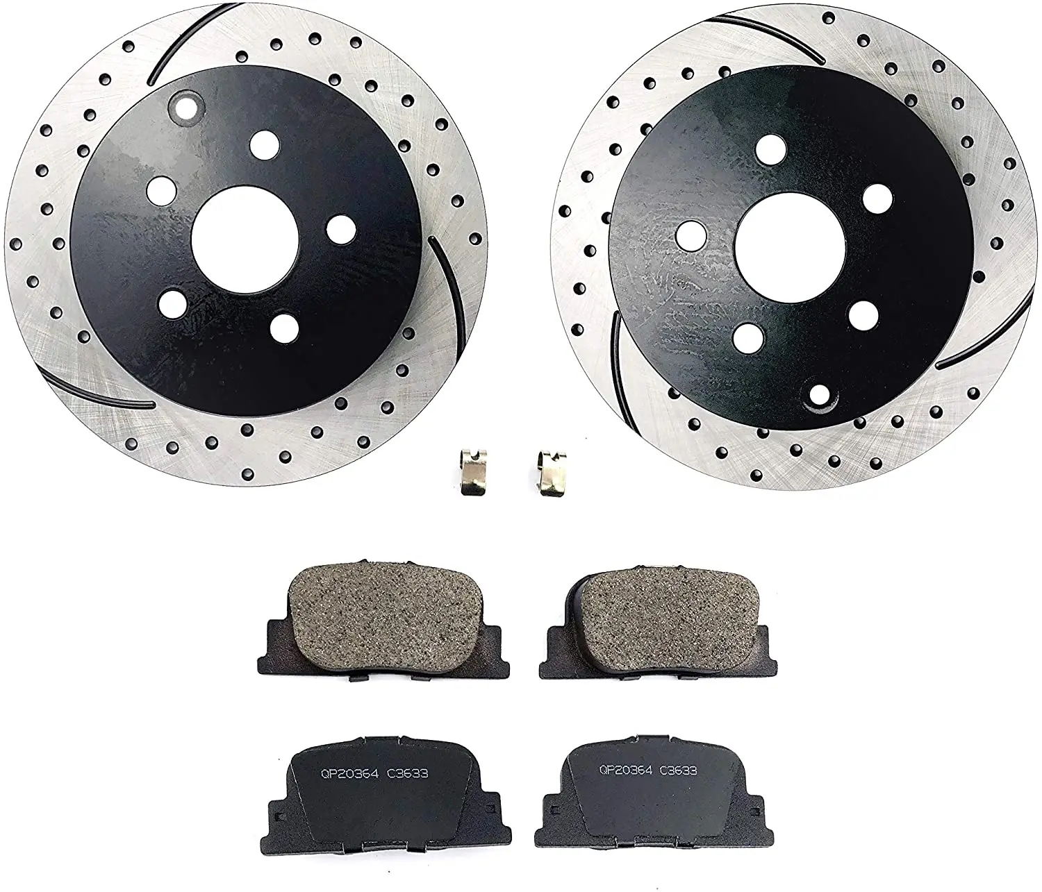 

QYT10057 Factory Rear Brake kit with Drilled and Slotted disc Rotor and Ceramic disc Brake pads for 2005-2010 Scion TC 2007-2008