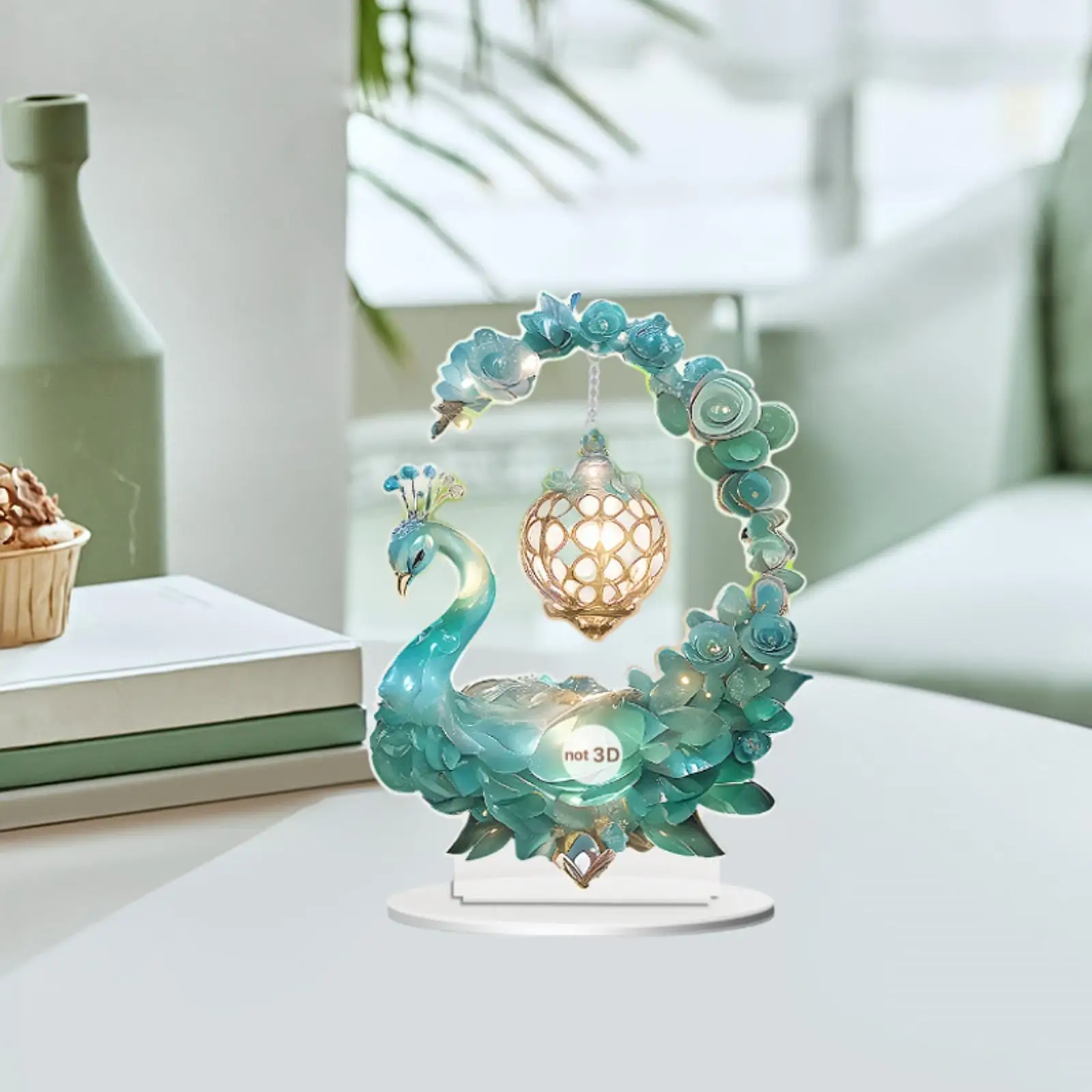 Acrylic Peacock Table Ornament Acrylic Desktop Ornament for Bookshelf Hotel
