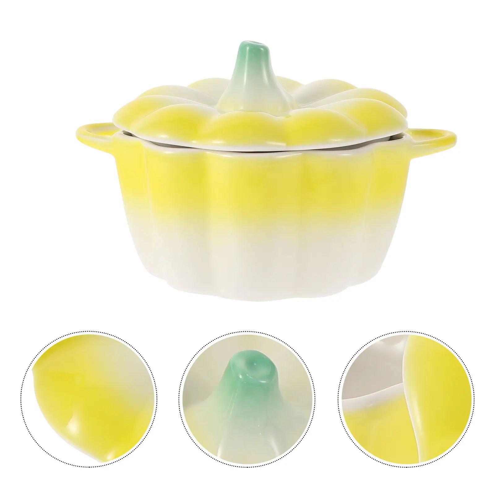 1Pcs Ceramic Pumpkin Shaped Dessert Bowl Yellow Creative Fruit Soup Serving Bowl Home Tableware for Daily Use Ceramic Tableware