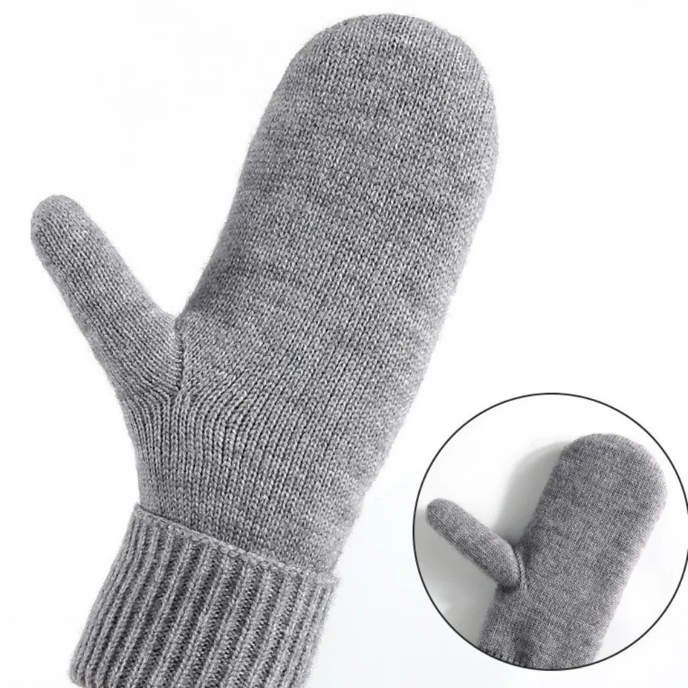 Gifts Knitted Winter Mittens Lined Double Layer Thermal Mittens Cable Knit Ribbed Cuffs Knit Mittens Winter Cycling