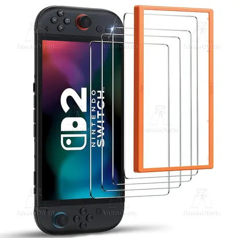 Ultra HD Tempered Glass for Switch 2 with Screen Protector Alignment Frame Shatterproof Anti-Scratch 2.5D Arc Edge Bubble-Free