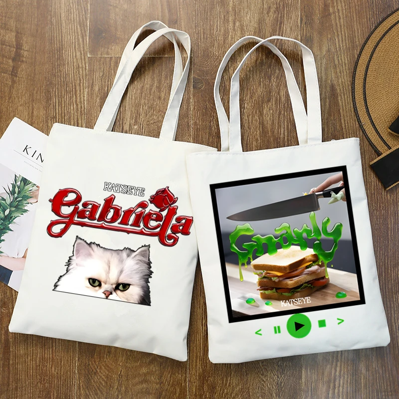 Katseye Women Men Handbags Canvas Tote Bags Reusable Cotton High Capacity Shopping Bag
