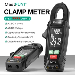 Mastfuyu medidor de braçadeira digital ac/dc 9999 capacitores resistivos diodos medição de temperatura multímetro de medição true rms