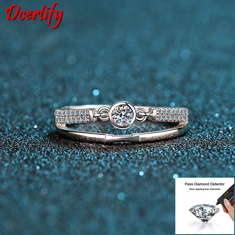 Forever Brilliant 0.1CT Moissanite Rings Women 10K White Gold Sparkling Diamond Bands Beautify Gift For Girl