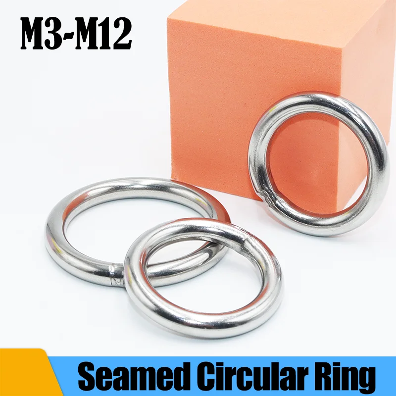 M3-M12 Heavy Duty Welded Round Rings Smooth Solid O Ring 304 Stainless Steel For Rigging Marine Boat Hammock Yoga Hanging Ring