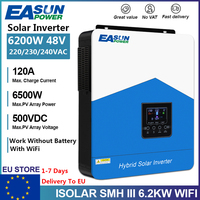 EASUN POWER 6200W 4200W 2200W Hybrid Solar Inverter 48V 24V 12V 230VAC Pure Sine Wave 80A 120A MPPT Charger Off Grid Inverter