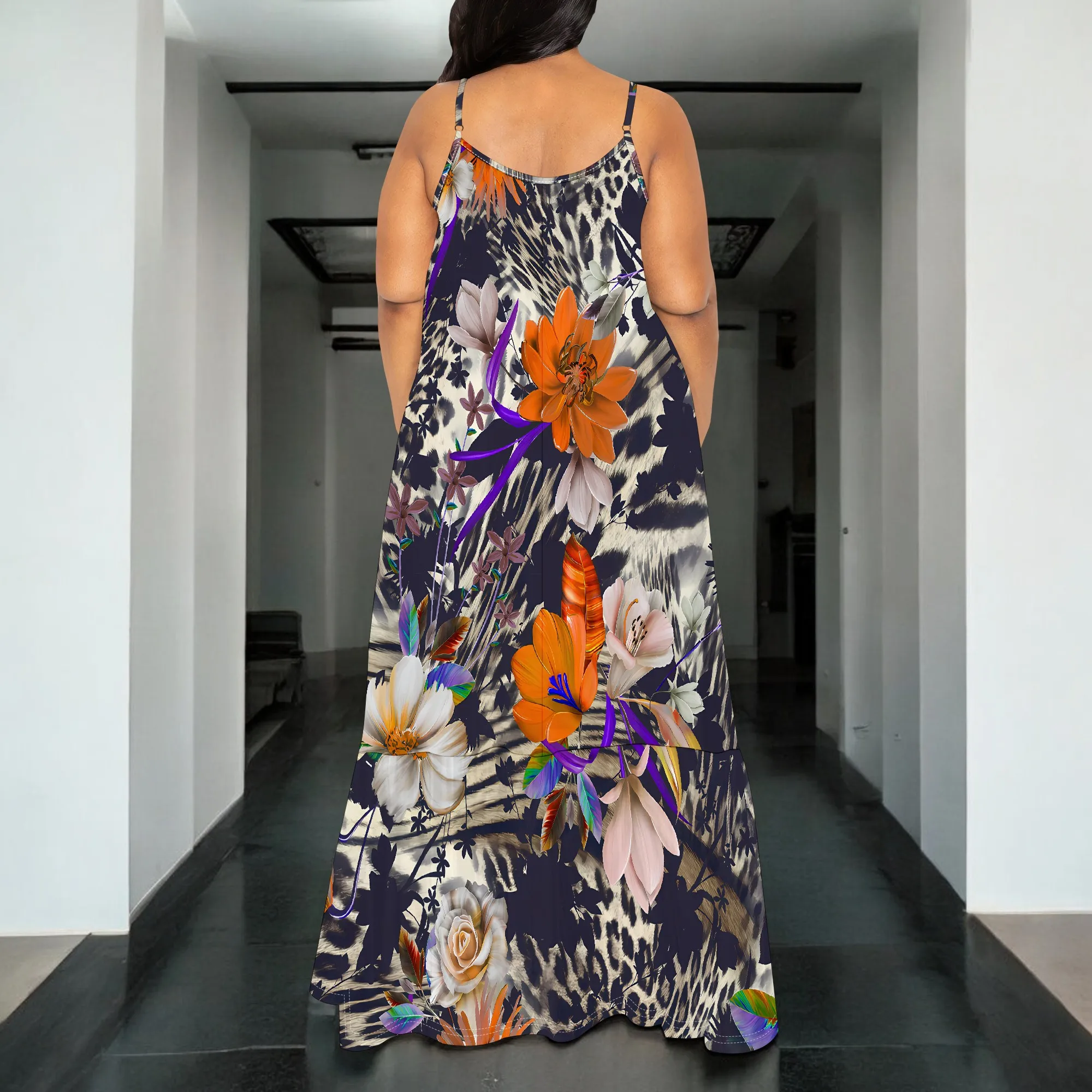 Modna damska sukienka z krótkim rękawem i nadrukiem Seksowna sukienka z odkrytymi ramionami, obcisła sukienka na imprezę, sukienka wiązana na szyi z kieszenią