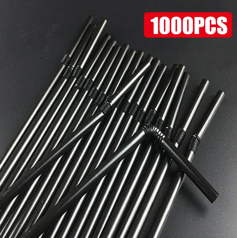 50-3000PCS Veelkleurige Rietjes Rietjes Melk Thee Bar Party Bruiloft Keuken Woonaccessoires Drank Zwart Stro Groothandel