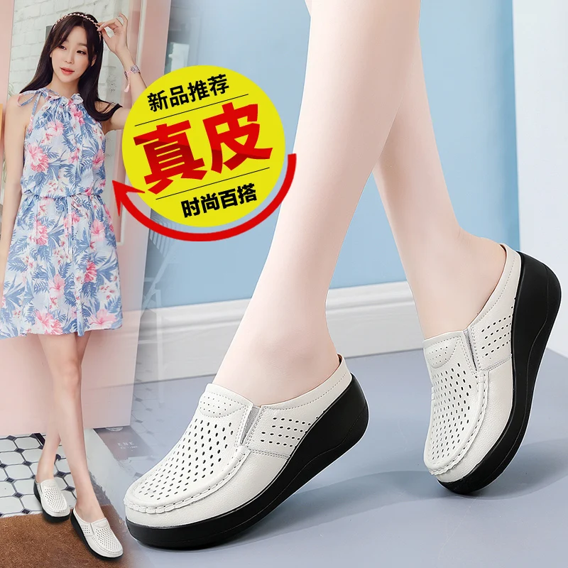 2022 Spring Autumn Women Flats Platform Loafers Ladies Genuine Leather Comfort Wedge Moccasins Orthopedic Slip On Casual Shoes