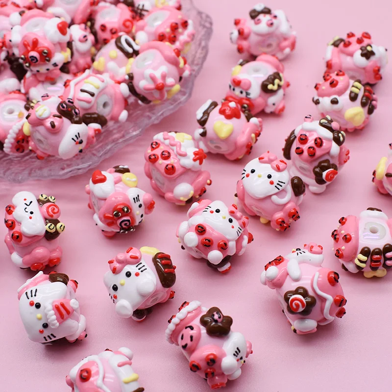 

Pink Color Handmade Acrylic Beads for Jewelry Making Pink Flower Pen Beads DIY Bead Pen Keychains Phone Chain 3Pcs 18-25mm