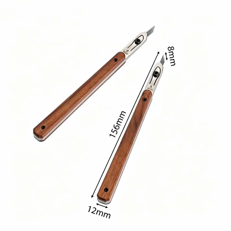 Nattools Leather Pen Knife - 304 Stainless Steel with Stonewash Finish & Walnut Handle, Replaceable Blade for Precision Carving
