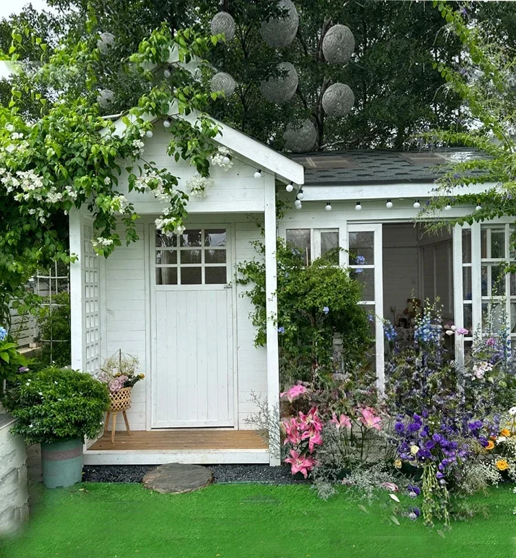 

Outdoor garden chalet easy assembly movable living wooden house courtyard preservative wood study wooden house