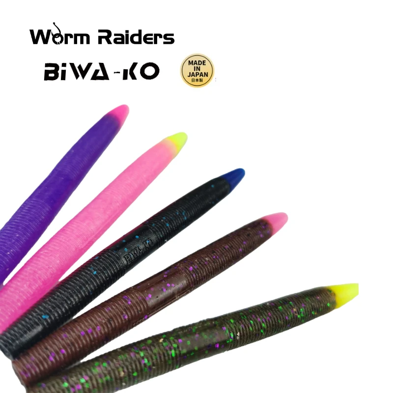 Worm Raiders, Japan Imported Noodle Worm, Soft Bait, Perch Senko, Black Pit Fake Bait, Unleaded Texas Wacky Fishing