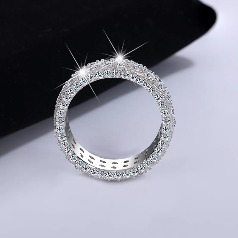 PT950 Platinum Hip-Hop Ring 5 Carat Moissanite Starry Sky Full-Stone Heavy-Craft Luxury Super Shiny Ring for Men Women