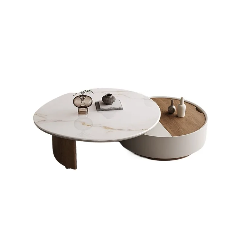 

Modern simple coffee table slabs can be rotated, living room household small apartment coffee table high-end sense