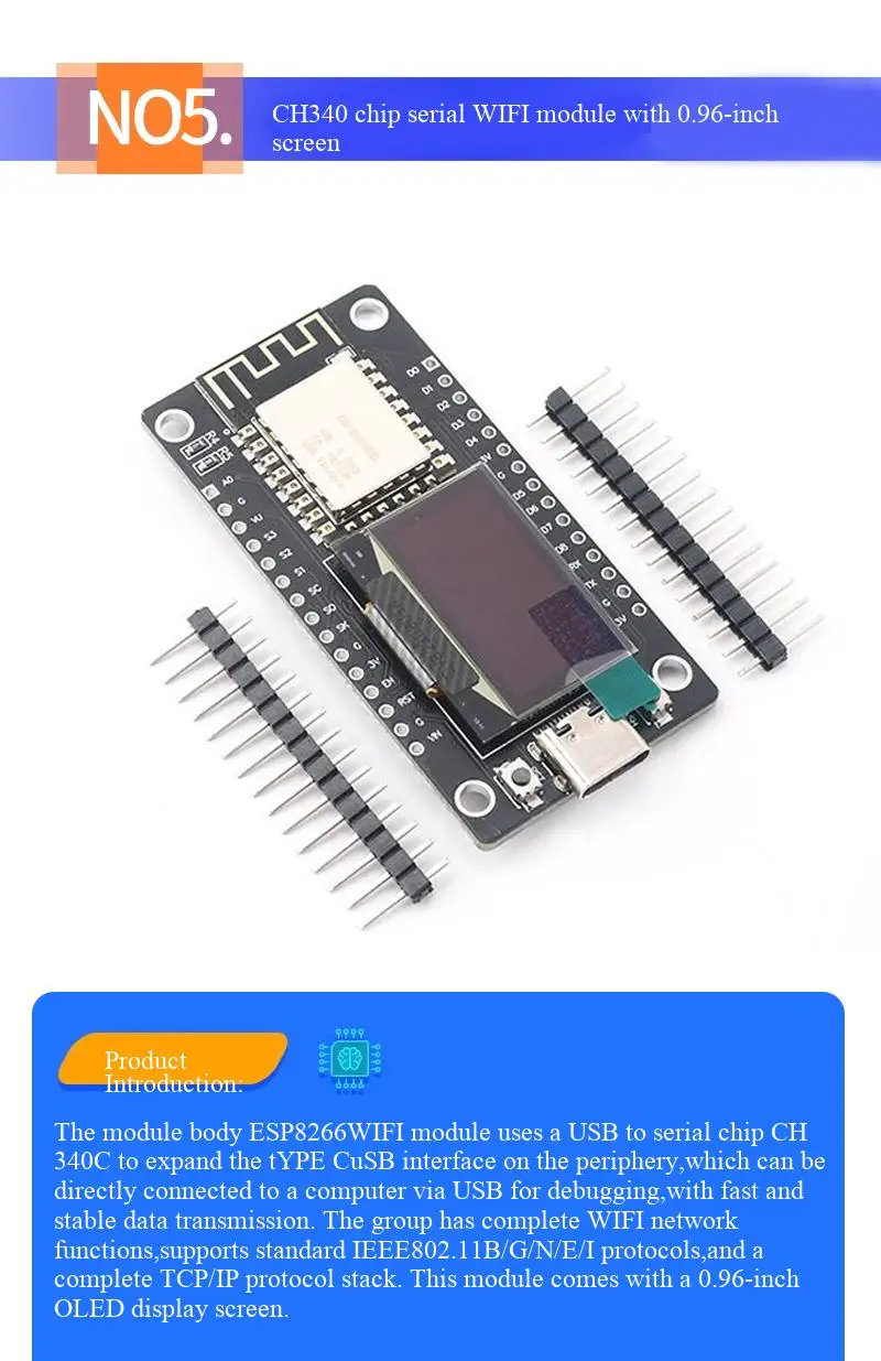 ESP8266 Serielles WIFI-Modul, CP2102/CH340, NodeMCU, Lua V3 IoT-Entwicklungsboard Ausgestattet mit 0,96-Zoll-Bildschirm / DHT11-Modul – Detail 20