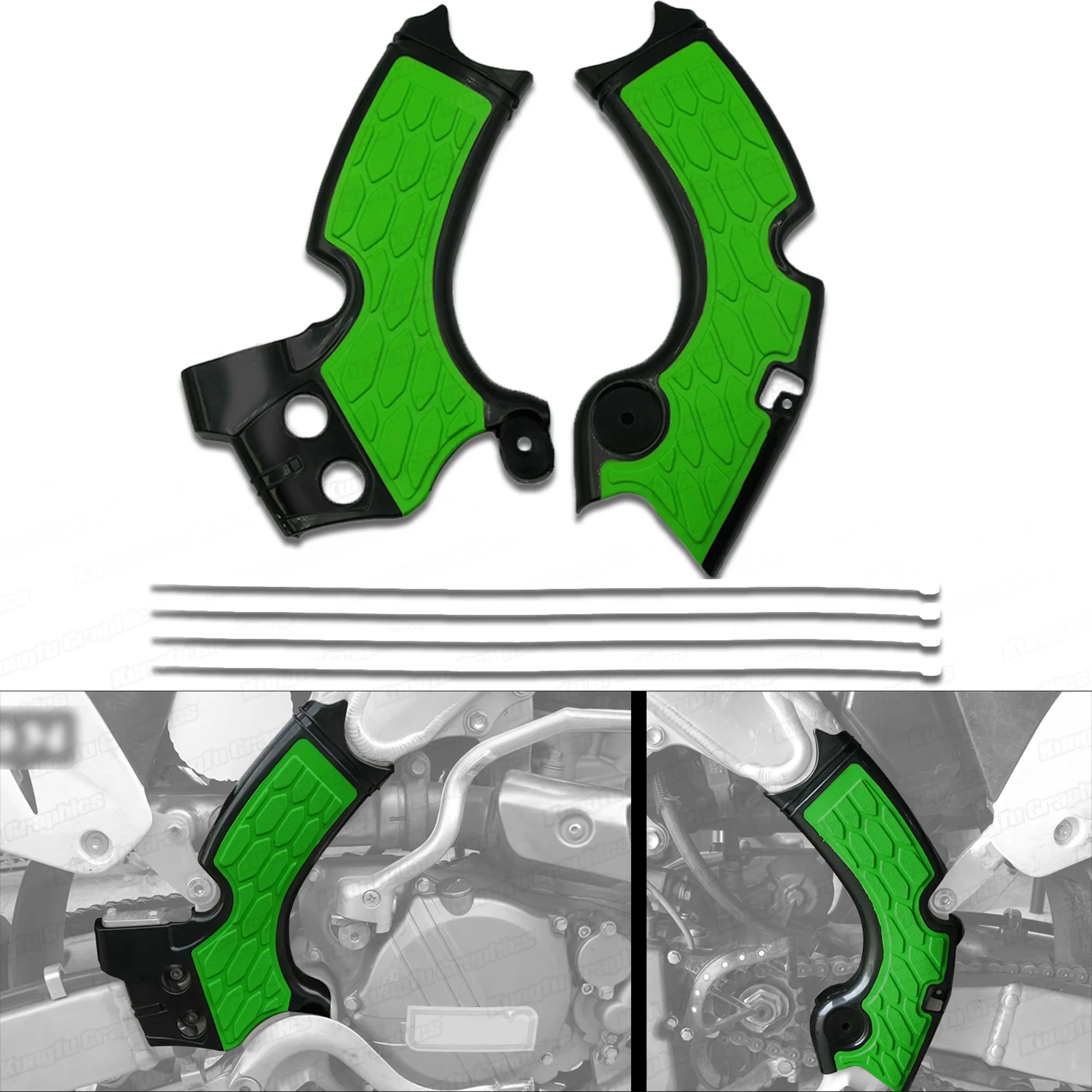 

Dirt Bike Frame Guard Protection Cover Decor for Kawasaki KX250F 2015 2016 2017 2018 Motocross Enduro Green Black