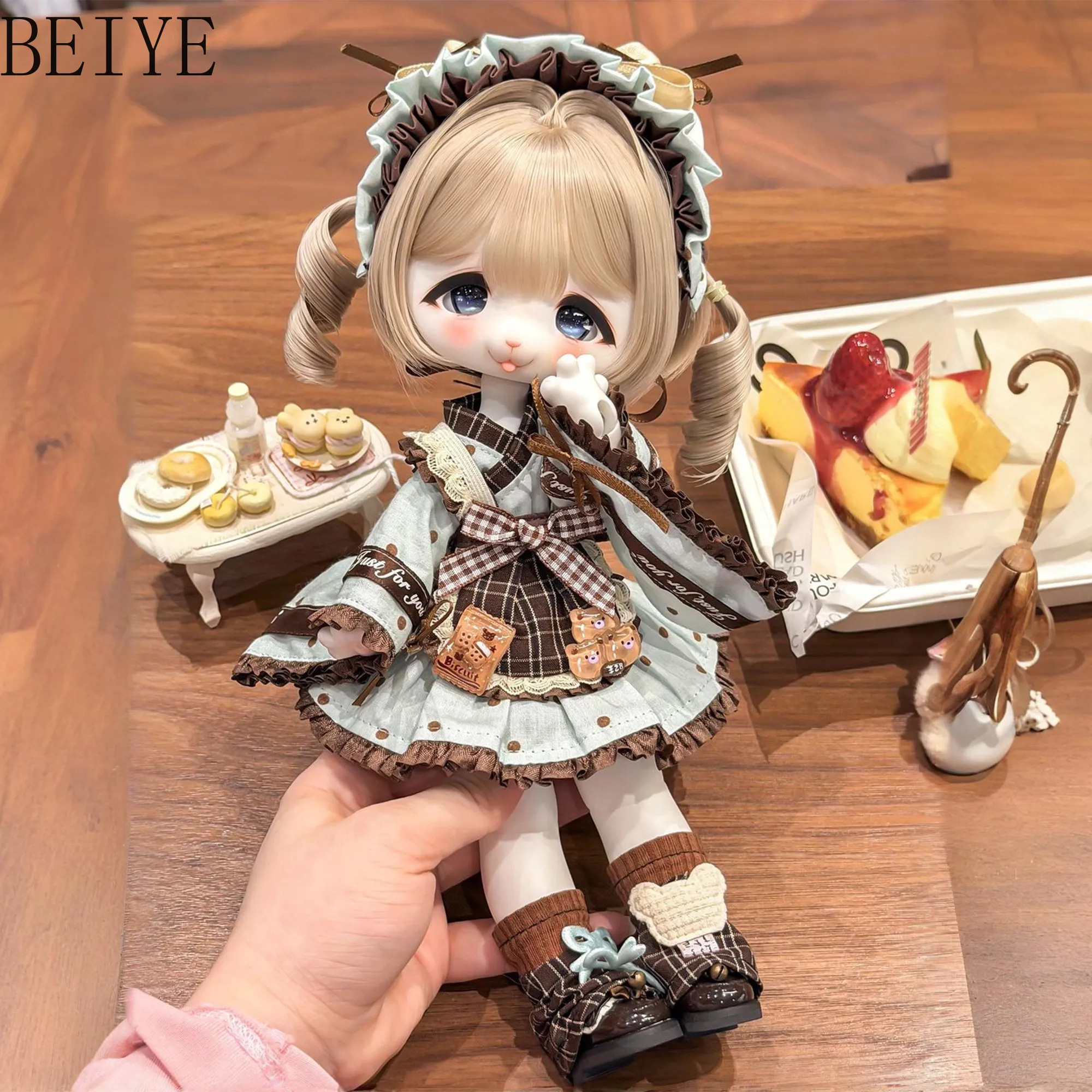 Sweet Lolita Dolls Clothes 6 Points Bjd Baby Clothes Three Inserted Six Thin Bear Waiter Cute Maid Skirt Small Six BJD Movable