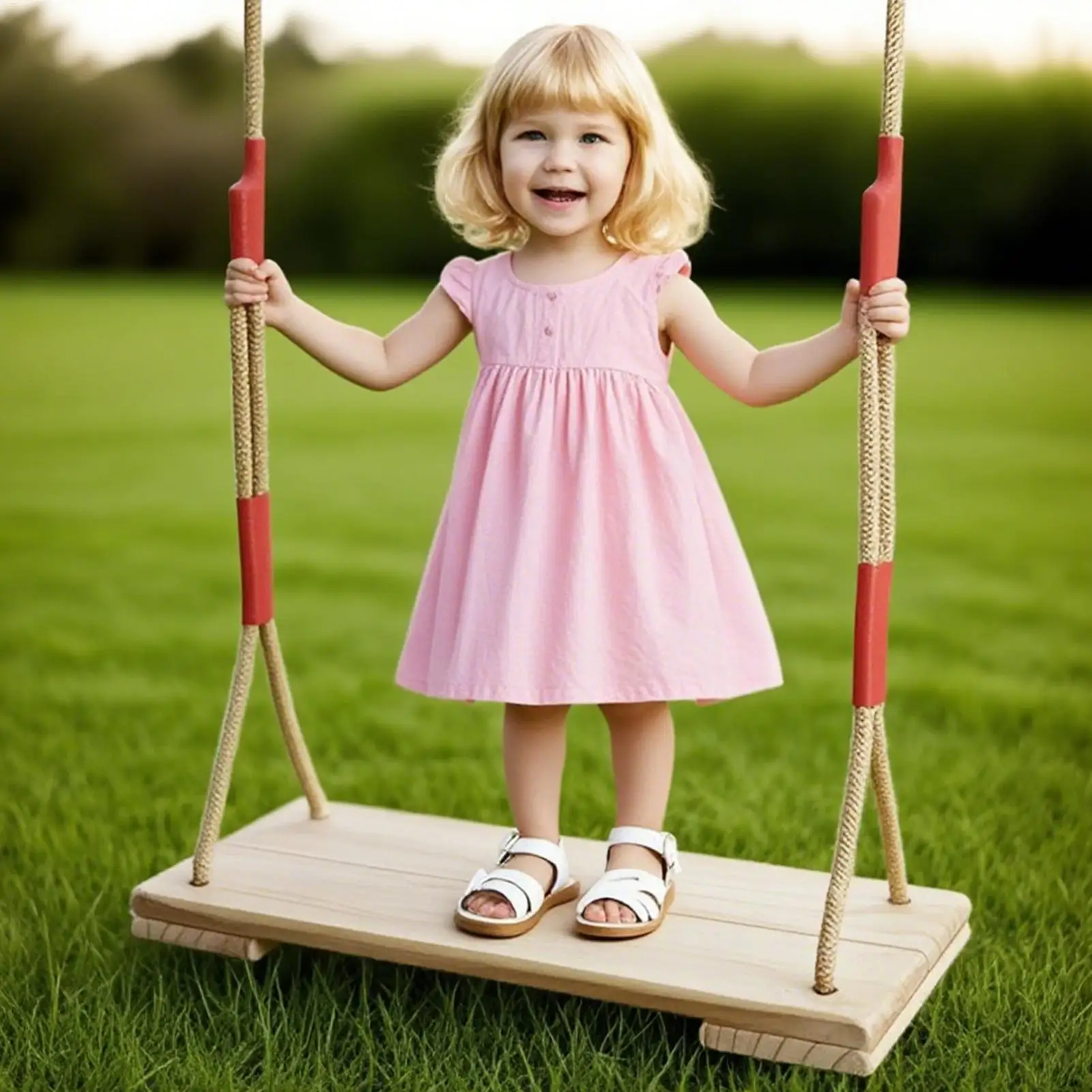 أرجوحة خشبية خارجية للأطفال مقعد أرجوحة مع حبل قابل لضبط الارتفاع للبالغين، معدات ترفيهية ذات سعة تحميل قوية للأطفال