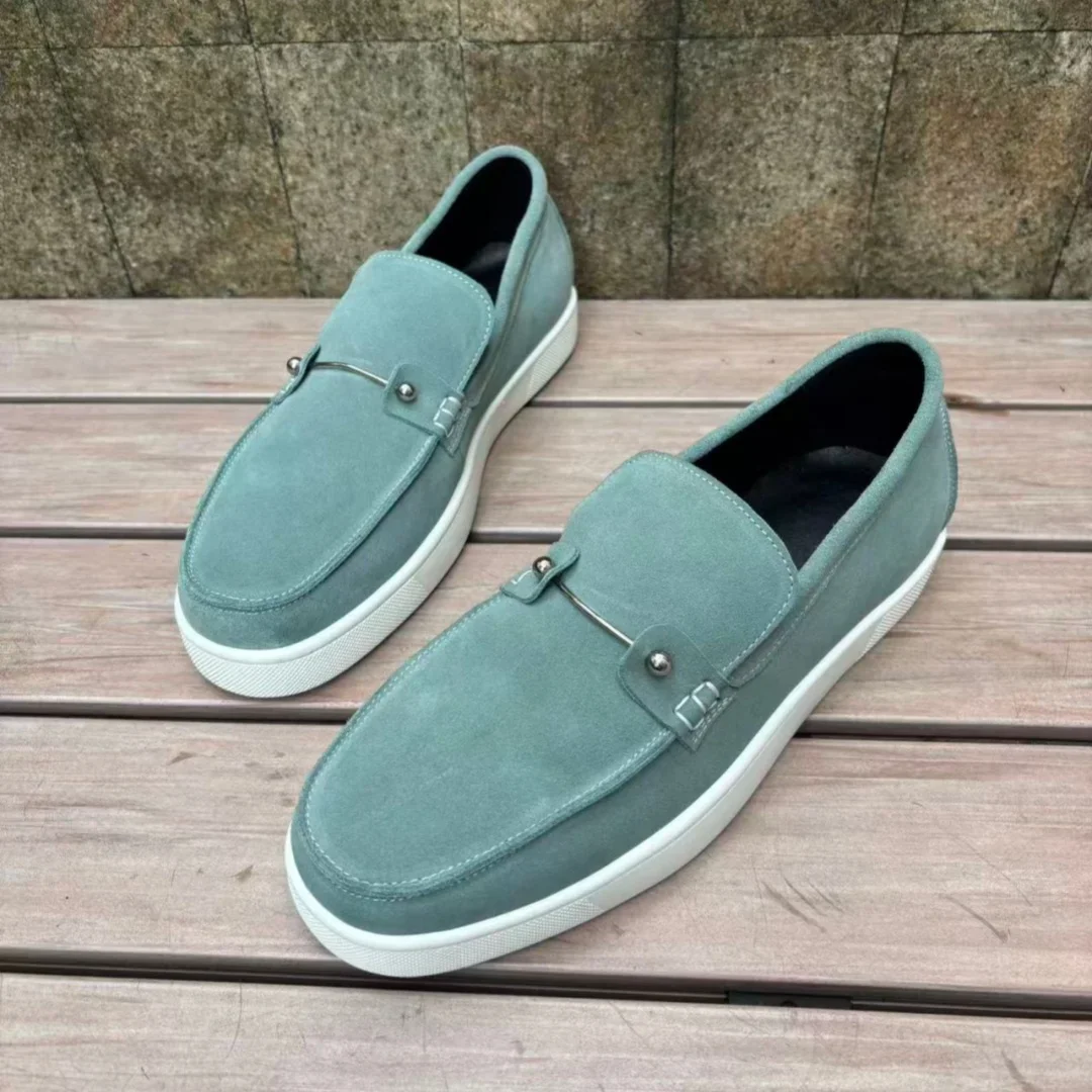Daily Wear Business Casual Shoe Slip-On Flat Loafers Men's Flats 2026 Red Sole New Cloth Leather Fashion Single Shoes Versatile