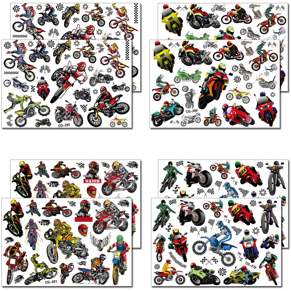 

Motocross Birthday Decorations Temporary Tattoos for Kids Dirt Bike Theme Party Supplies Motorcycle Party Fake Tattoos Toys Gift