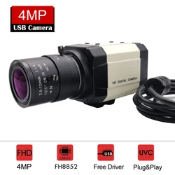 Cámara web USB de 4 megapíxeles, 30fps, HD, Zoom Varifocal de 2,8-12mm, Mini caja UVC, cámara de PC para videollamadas, transmisión en vivo y conferencias