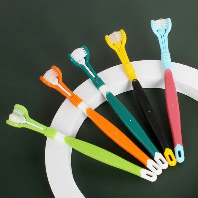 Pet Toothbrush Three-Head Toothbrush Multi-angle Brushing Teeth Cleaning To Remove Bad Breath Dog Cat Toothbrush