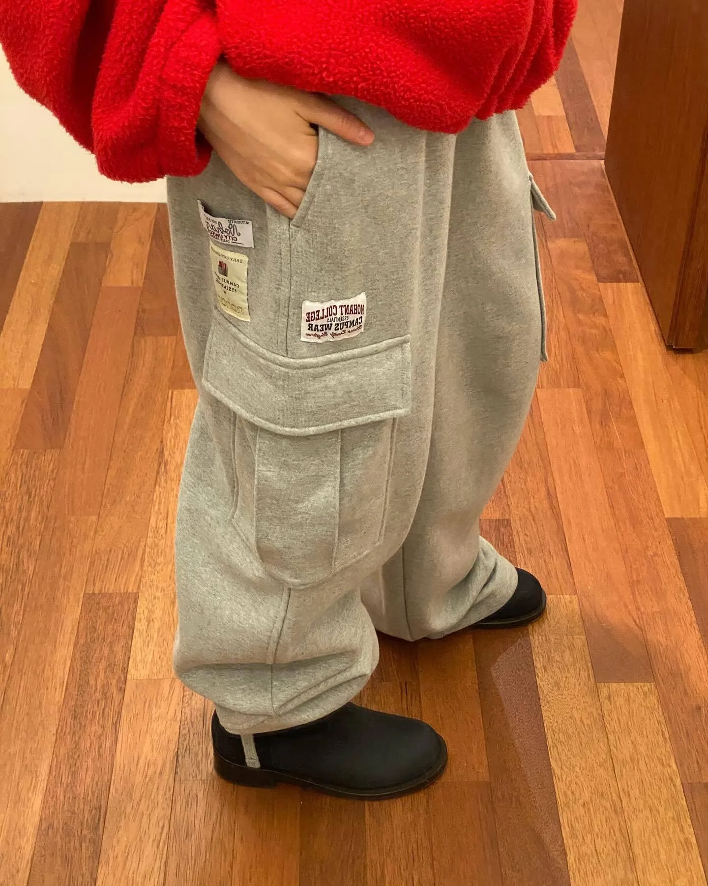

Casual Loose Side Pocket Work Trousers Straight Leg Sweatpants Sports Long Pants Ladies Cotton Natural Waist Comfortable