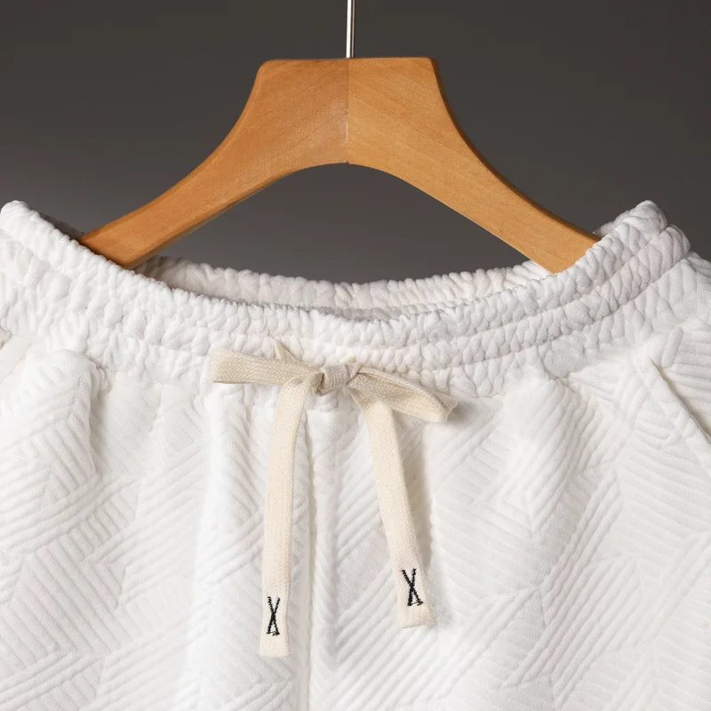 Summer loose Hong Kong style heavyweight diagonal high-end shorts for men, solid color casual versatile five inch shorts