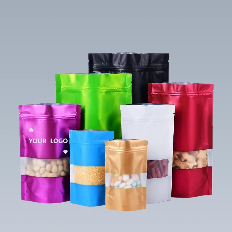 

100 aluminum foil visible window bags, aluminum foil bags, small packaging bags, small business gift bags, customizable logos