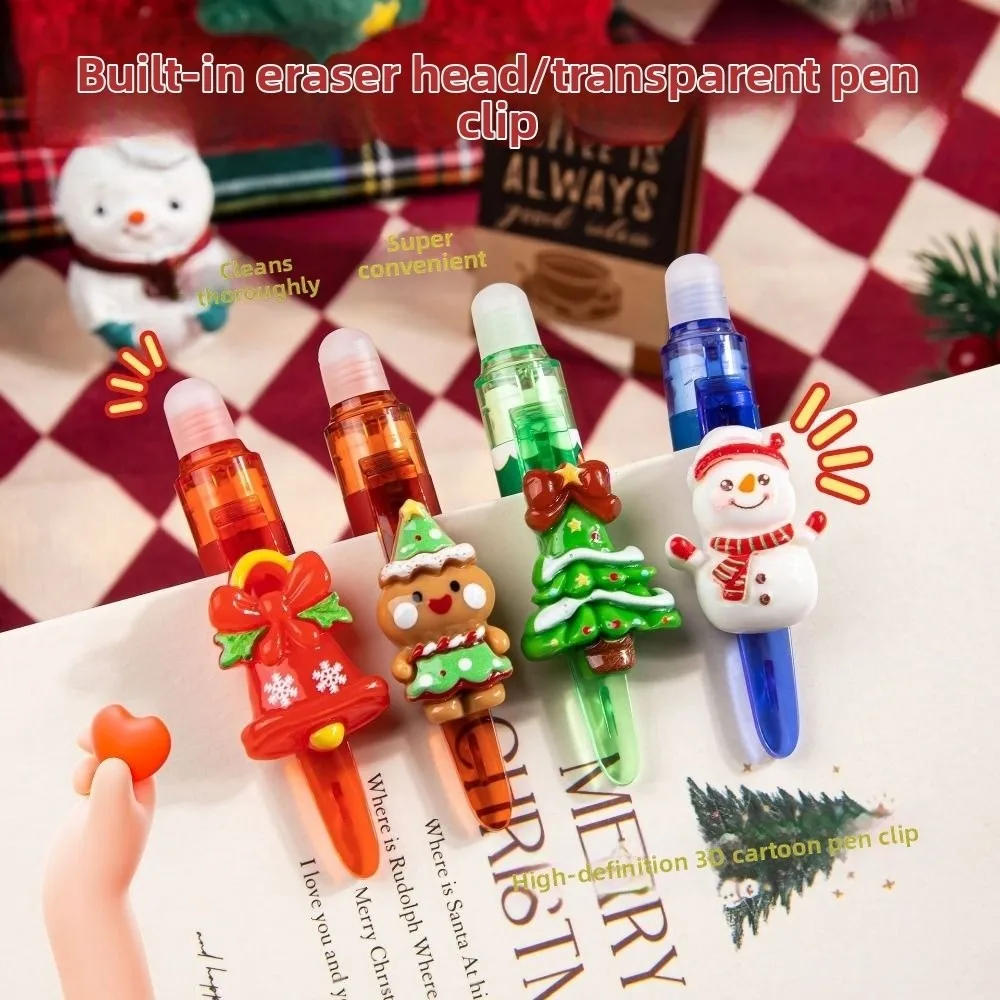 

6PCS/Set Cartoon 0.5mm Christmas Erasable Pen Quick Drying Soft Grip Gel Pen Blue Ink Sign Pen Writing Tool