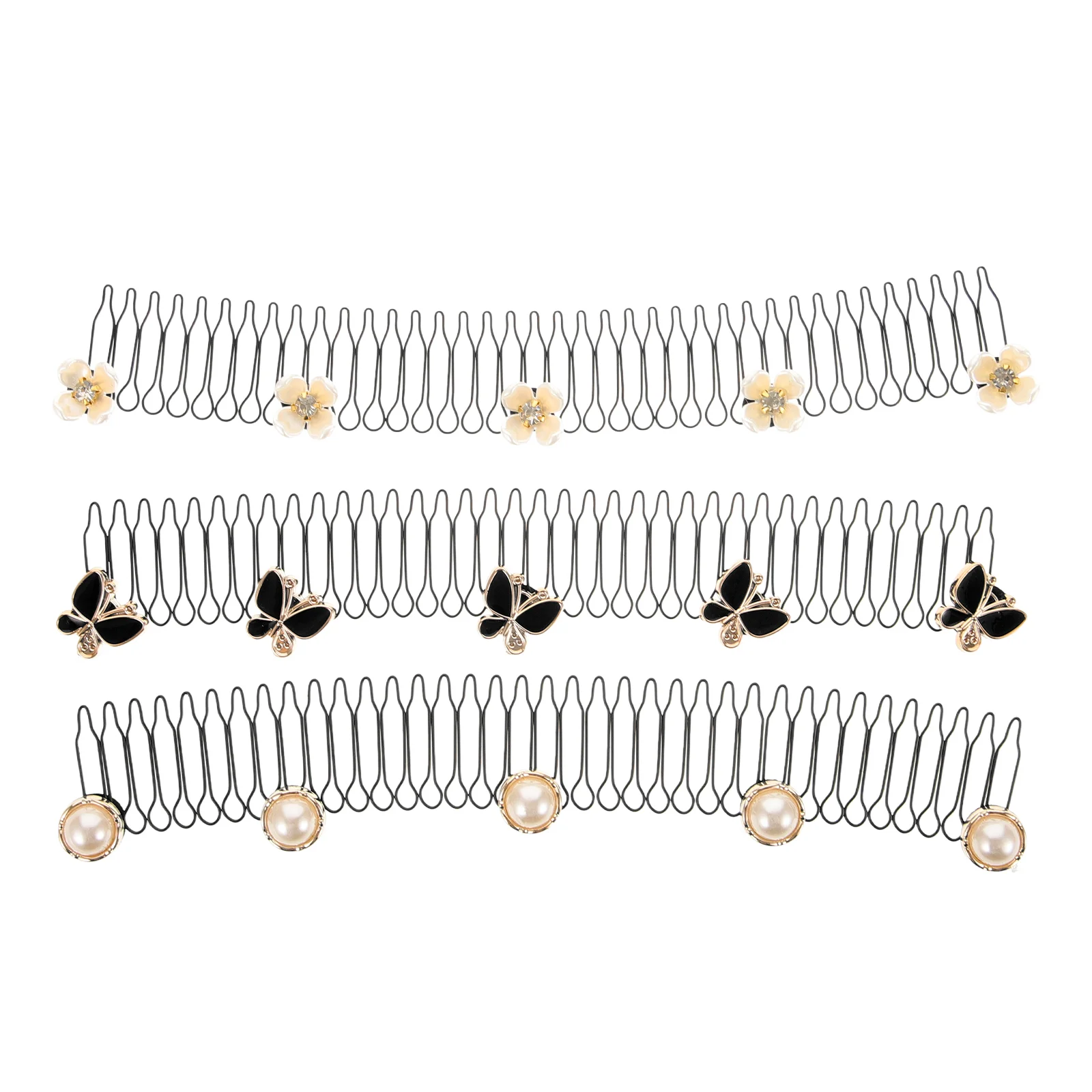 

3 Pcs Hair Comb Organizer Bridal Accessories for Women Girls Finishing Fixer Holder Pin Zinc Alloy Invisible Bridesmaid