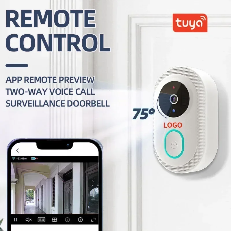 Tuya Video Doorbell Camera Wireless Video Bell Night Vision 480P Door Bell Two Way Intercom Voice Change Smart Home Security Cam