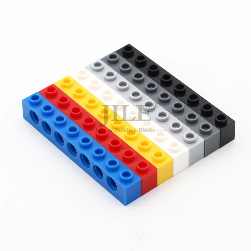 10 Stück MOC Bausteine 3702 Technologie-Teile 1x8 Träger mit 7 Löchern DIY Kreative High-Tech Bausteine Zubehör Konstruktionsspielzeug
