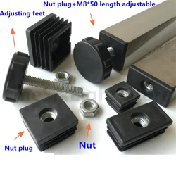 Tappo interno regolabile a vite da 50mm tappi di chiusura in plastica nera tappi per tubi inserti per tubi con filettatura in metallo M8