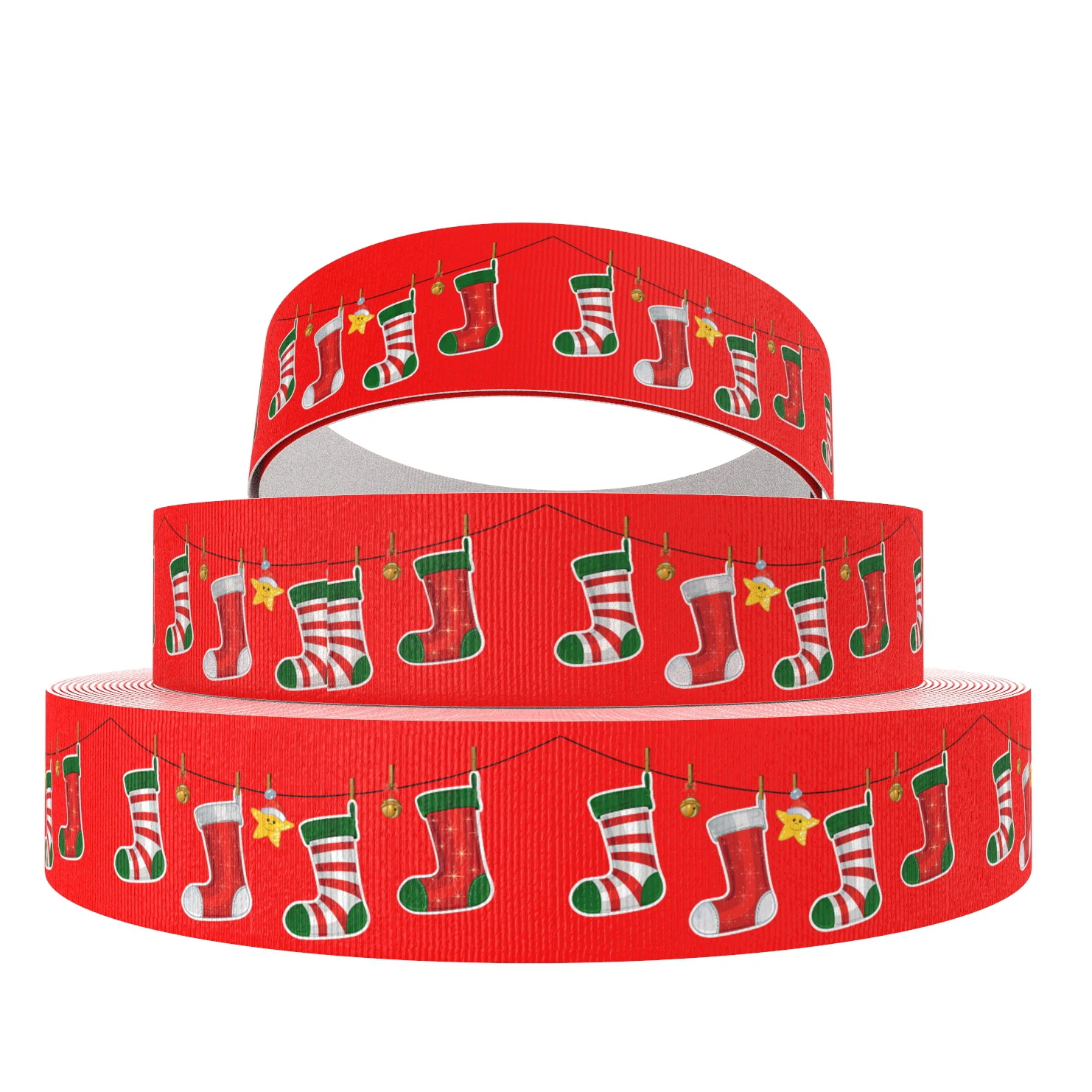 5 Yards 22mm 25mm 38mm Christmas Santa Deer Holly Printed Grosgrain Ribbon For Bows DIY Craft Decoration Gift Packaging,5Yc4401